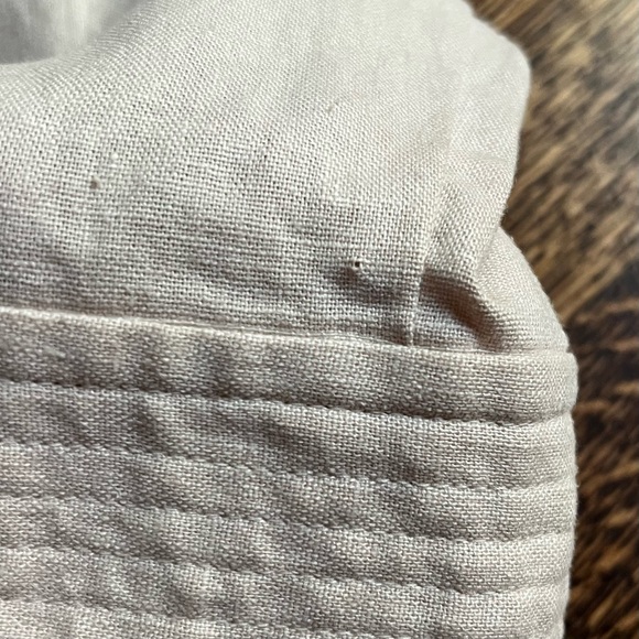 Ecru Linen Button Down, Collarless with Mother of Pearl Shell Buttons - Picture 9 of 9